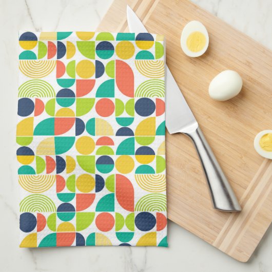 MidCentury Moderne  retro Abstracte kunst Theedoek (Quarter Fold)