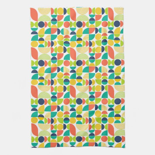 MidCentury Moderne  retro Abstracte kunst Theedoek (Verticaal)