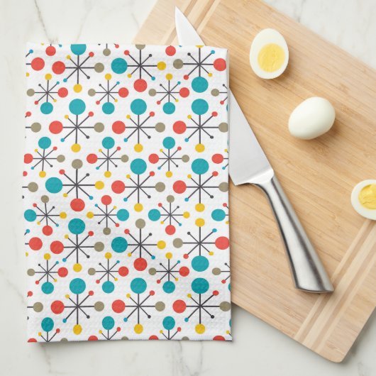 MidCentury Moderne  retro Abstracte kunst Theedoek (Quarter Fold)