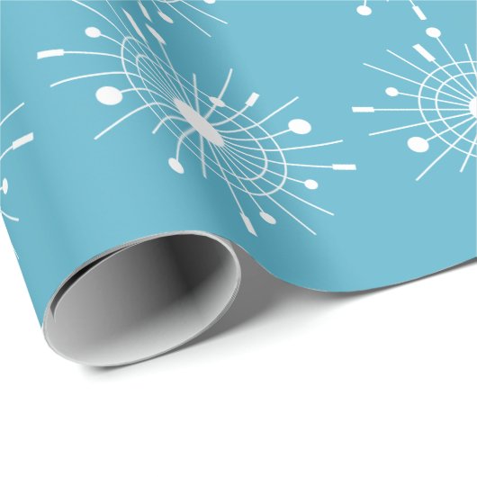 Midcentury Moderne Sputnik Sneeuwvlok Kerstmis MCM Cadeaupapier (Rol Hoek)