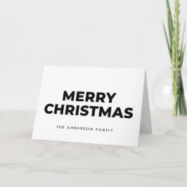 Midcentury Monochrome Script Merry Christmas Feestdagen Kaart