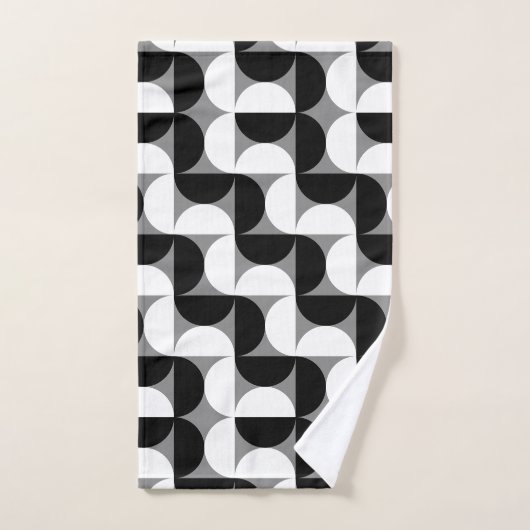 Midcentury patroon schalen zwart wit bad handdoek (Handdoek)