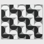 Midcentury patroon schalen zwart wit cadeaupapier (Vlak)