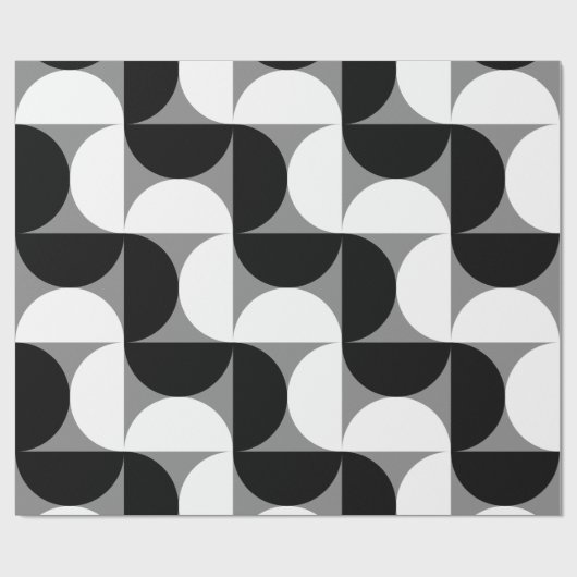 Midcentury patroon schalen zwart wit cadeaupapier (Vlak)