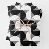 Midcentury patroon schalen zwart wit inpakpapier vel (In situ)