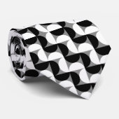 Midcentury patroon schalen zwart wit stropdas (Opgerold)