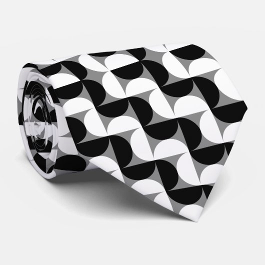 Midcentury patroon schalen zwart wit stropdas (Opgerold)