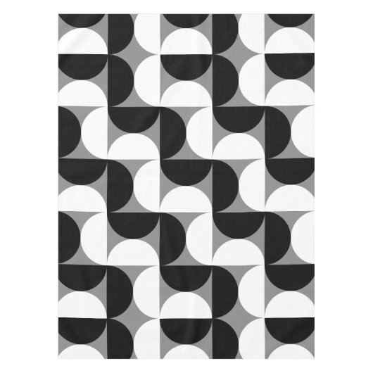 Midcentury patroon schalen zwart wit tafelkleed (Voorkant)