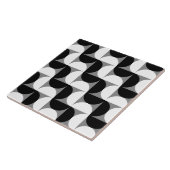 Midcentury patroon schalen zwart wit tegeltje (Zijkant)