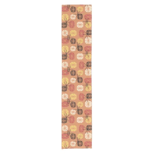 Midcentury Pattern Oblongs Autumn Orange Korte Tafelloper (Voorkant)