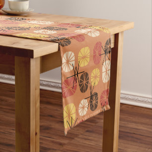 Midcentury Pattern Oblongs Autumn Orange Korte Tafelloper