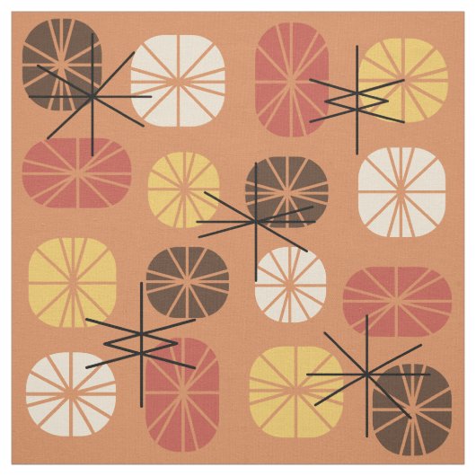 Midcentury Pattern Oblongs Autumn Orange Stof (Swatch)