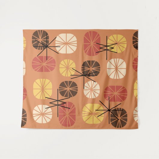 Midcentury Pattern Oblongs Autumn Orange Wandkleed (Voorkant (horizontaal))