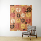 Midcentury Pattern Oblongs Autumn Orange Wandkleed (In situ)