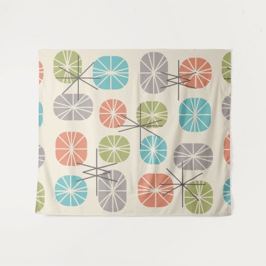 Midcentury Pattern Oblongs Colorful Multicolored Wandkleed (Voorkant (horizontaal))