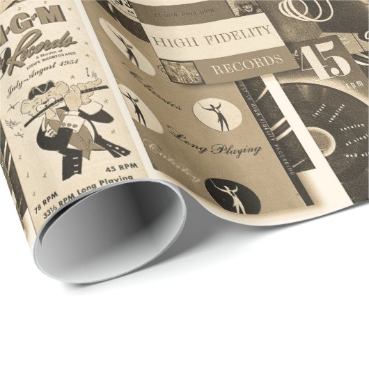 MIDCENTURY RECORD ADVERTEREN WRAPPINGSPAPIER CADEAUPAPIER (Rol Hoek)