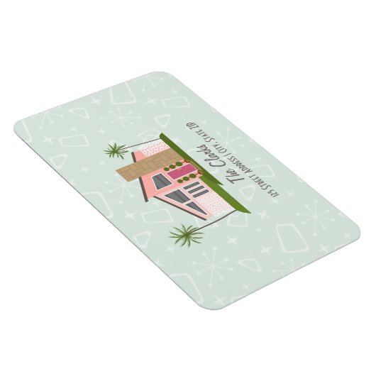 Midcentury Retro Roze Huisadres Magneet (Rechterzijde)