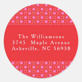 MidCentury Rood Roze Schattige Kerst Retouradres Ronde Sticker