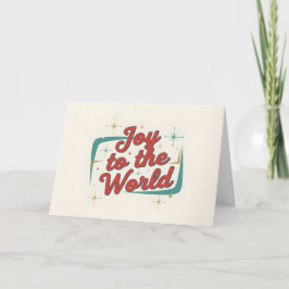 Midcentury Script Joy to the World Christmas Feestdagen Kaart