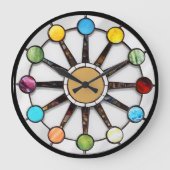 Midcentury stained glass clock grote klok (Voorkant)
