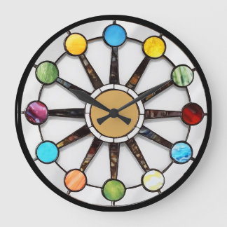 Midcentury stained glass clock grote klok