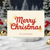 Midcentury Starburst Script Merry Christmas Feestdagen Kaart