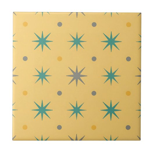 Midcentury Starburst Seamless Pattern Tegeltje (Voorkant)