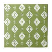 Midcentury Starbursts Diamonds Olive Green Tegeltje (Voorkant)