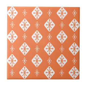 Midcentury Starbursts Diamonds Orange Tegeltje