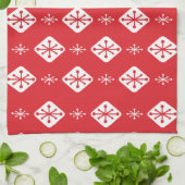Midcentury Starbursts Diamonds Red Theedoek (Gevouwen)