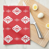 Midcentury Starbursts Diamonds Red Theedoek (Quarter Fold)