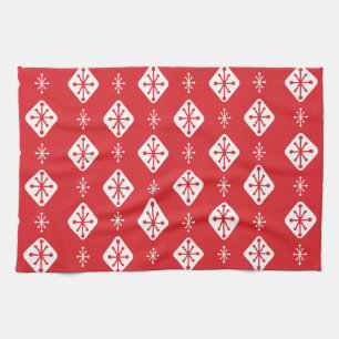 Midcentury Starbursts Diamonds Red Theedoek