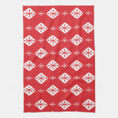 Midcentury Starbursts Diamonds Red Theedoek (Verticaal)