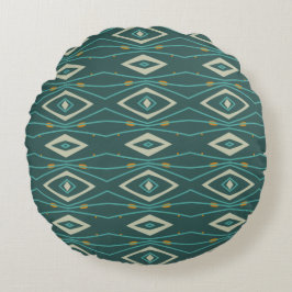Midcentury Style Geometric Orange Teal Abstract Rond Kussen