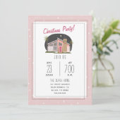 Midcenty Modern Roze Kerstfeest Kaart (Staand voorkant)