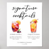Middag bruiloft Signature Cocktails Menu Poster (Voorkant)
