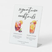 Middag bruiloft Signature Cocktails Menu Reclamebord Met Voetstuk (Voorkant)