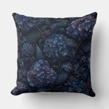 Middag Hydrangea Worpkussen | Donker Bloemmotief