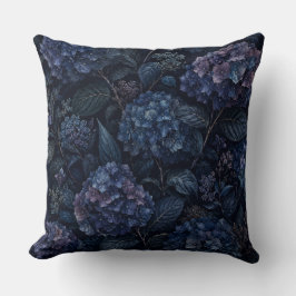 Middag Hydrangea Worpkussen | Donker Bloemmotief Kussen