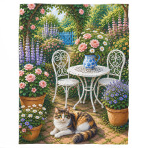 Middag in de tuin, kat