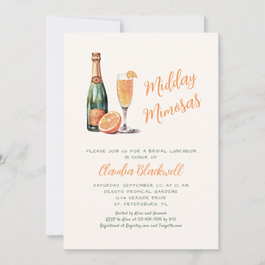 Middag Mimosas Luncheon Vrijgezellenfeest Kaart (Voorkant)