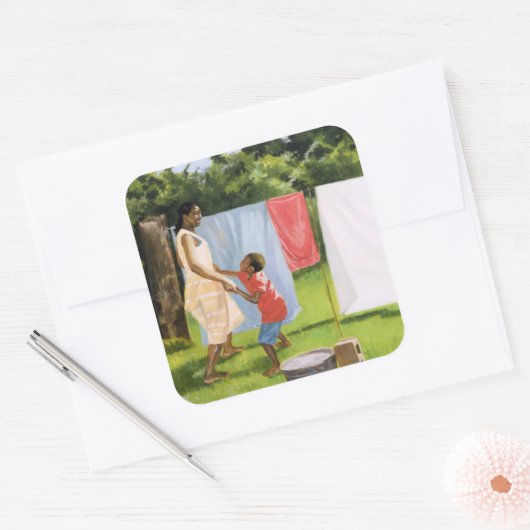 middag pauze 2000 vierkante sticker (Envelop)