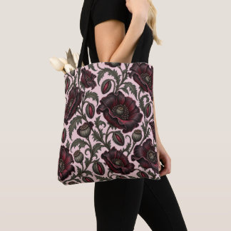 Middag Poppies – Bourgondisch Gotisch Bloempatroon Tote Bag