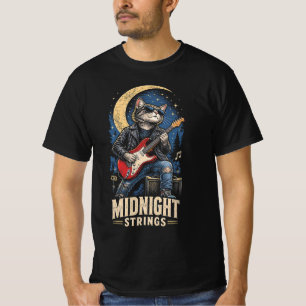 Middag snaar Funny Cool Rocker Kat Gitarist T-shirt