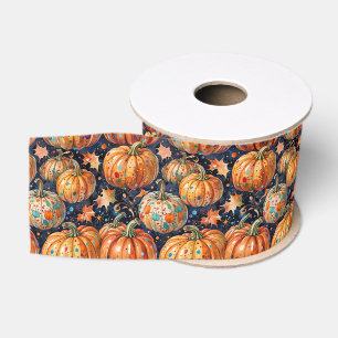 Middag Sterren geschilderde pompoenen Halloween Grosgrain Lint