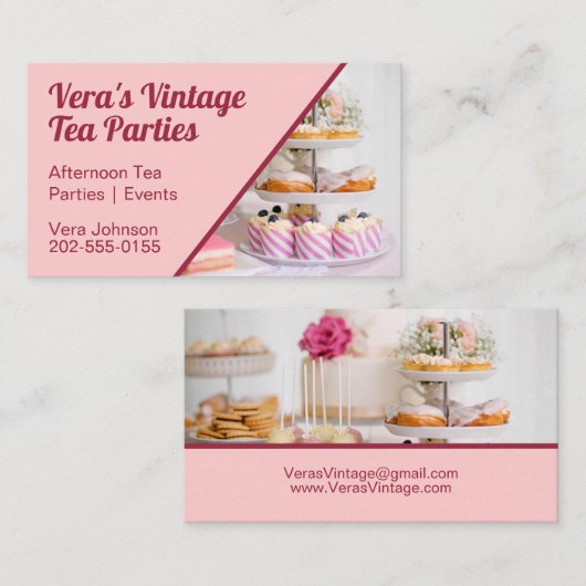  middag Tea Partij Visitekaartje (Voorkant / Achterkant)