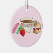 Middag Tea Party Macarons Teacup Cream Scone Keramisch Ornament (Rechts)