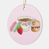 Middag Tea Party Macarons Teacup Cream Scone Keramisch Ornament (Links)