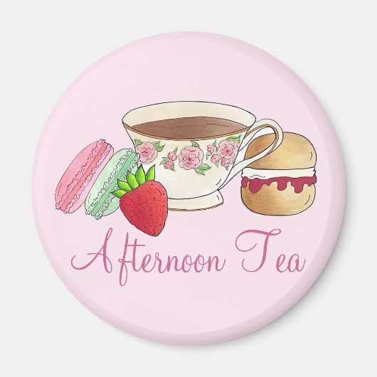 Middag Tea Party Macarons Teacup Cream Scone Magneet (Voorkant)