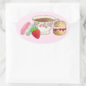 Middag Tea Party Macarons Teacup Cream Scone Ovale Sticker (Tas)